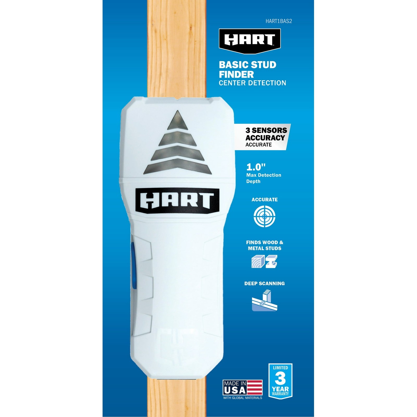 HART Basic 3-Sensor 1'' Deep Scan LED Battery Powered Electronic Stud Finder