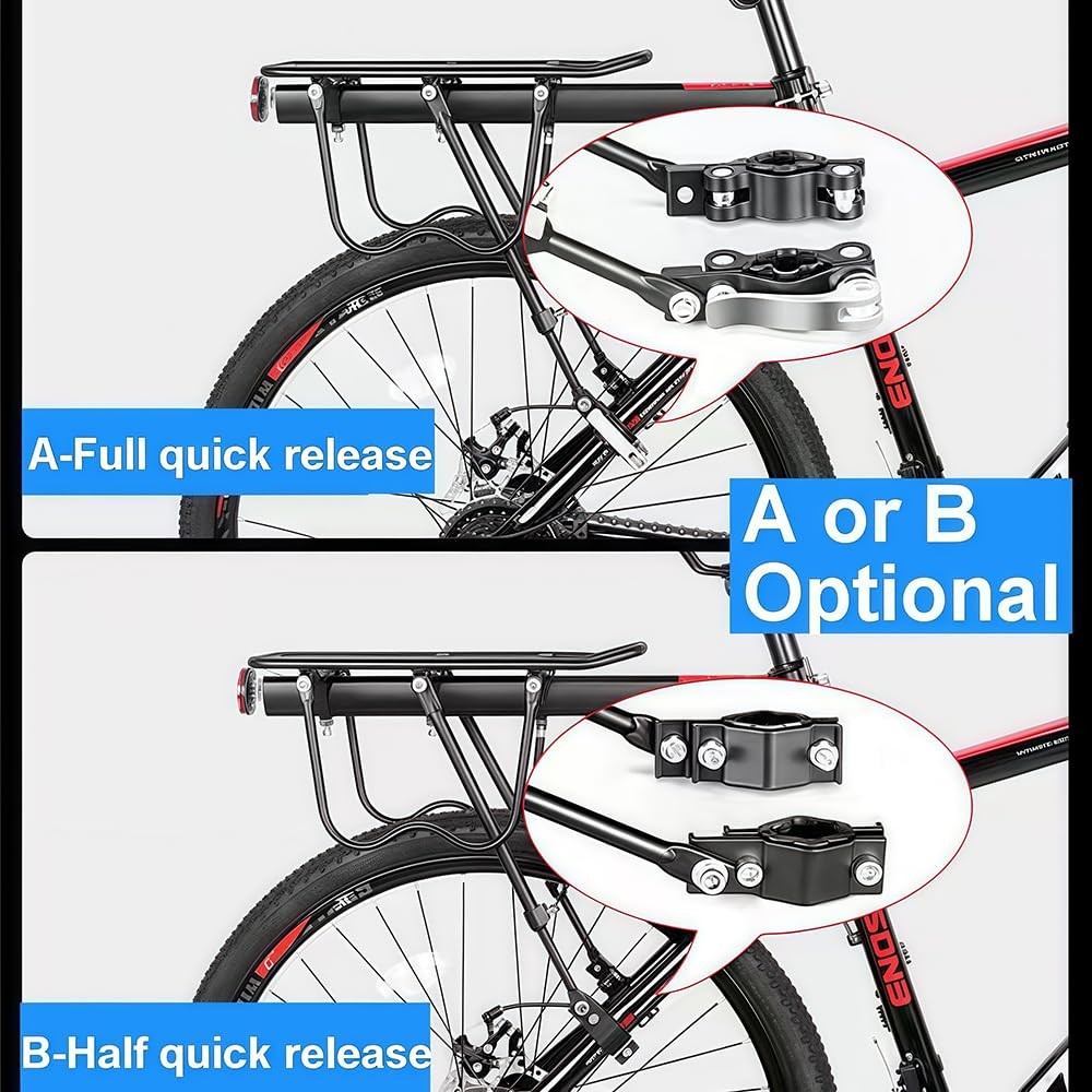 Rear Bike Rack for Bicycle, 110Lbs/50kgs Capacity Bicycle Cargo Rack with Ref...