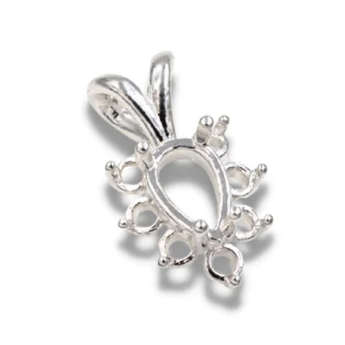 Pear Reversed Cluster Pre-notched Pendant Mounting