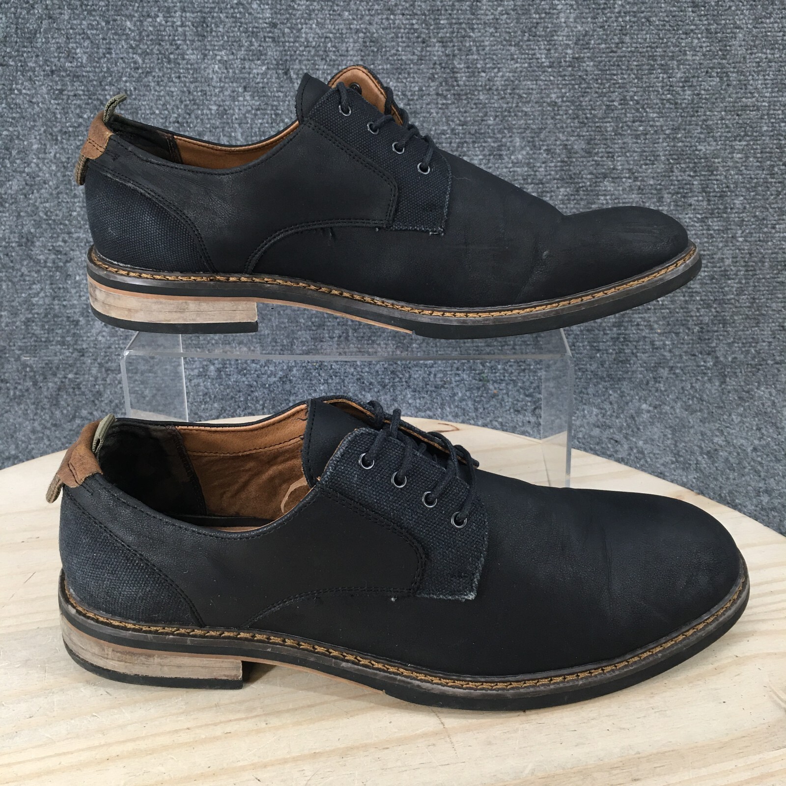 Seven91 Dress Shoes Mens 10 Oxford Black Faux Leather Lace Up Low Top Comfort