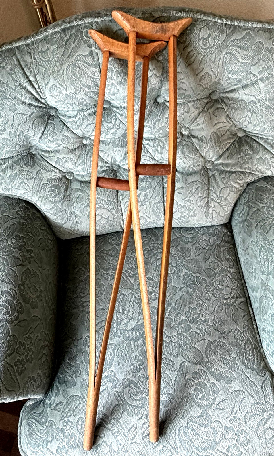 Antique Pair Of Childrens 32” Split Wood Crutches Tiny Tim Primitive Decor
