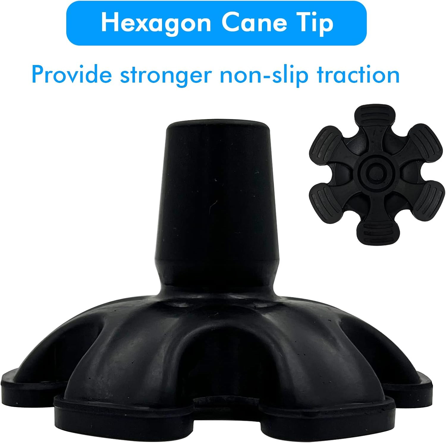 Cane Tips - 3/4 Inch Replacement - Heavy Duty Rubbers Self Standing 6 Support Fe