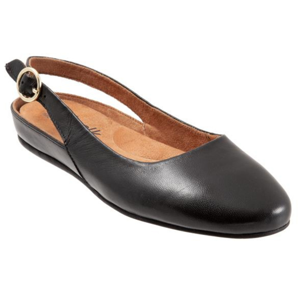 SoftWalk Sandy Flats Womens 6.5 EE Black Leather Arch Support Slingback Hawk2725