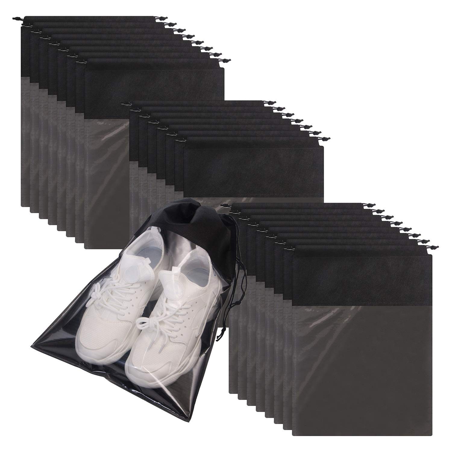 24 Pack Portable Shoe Bags for Travel Large Shoes Pouch Storage Organizer Cle...
