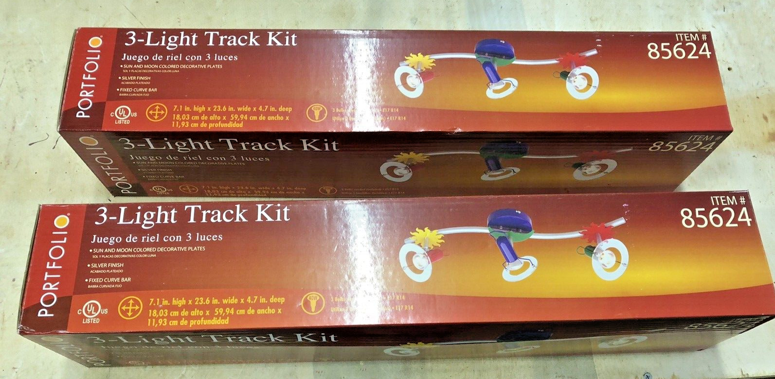 TWO Portfolio 3-Light Track Kits 85624 - sun and moon! New In Box