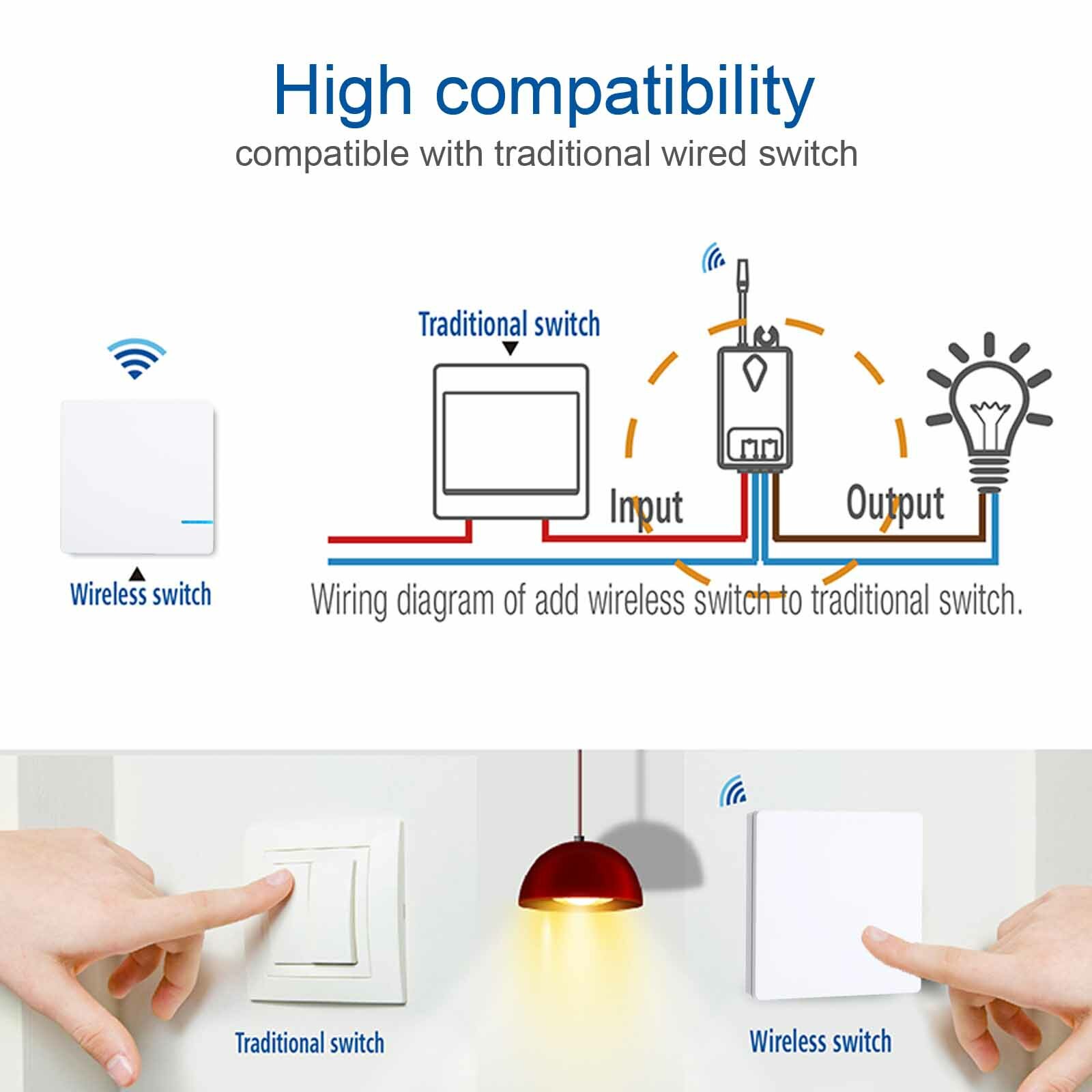 Waterproof 3-Way Wireless Receiver Light Switch Kit for Lamp Remote Control 110V