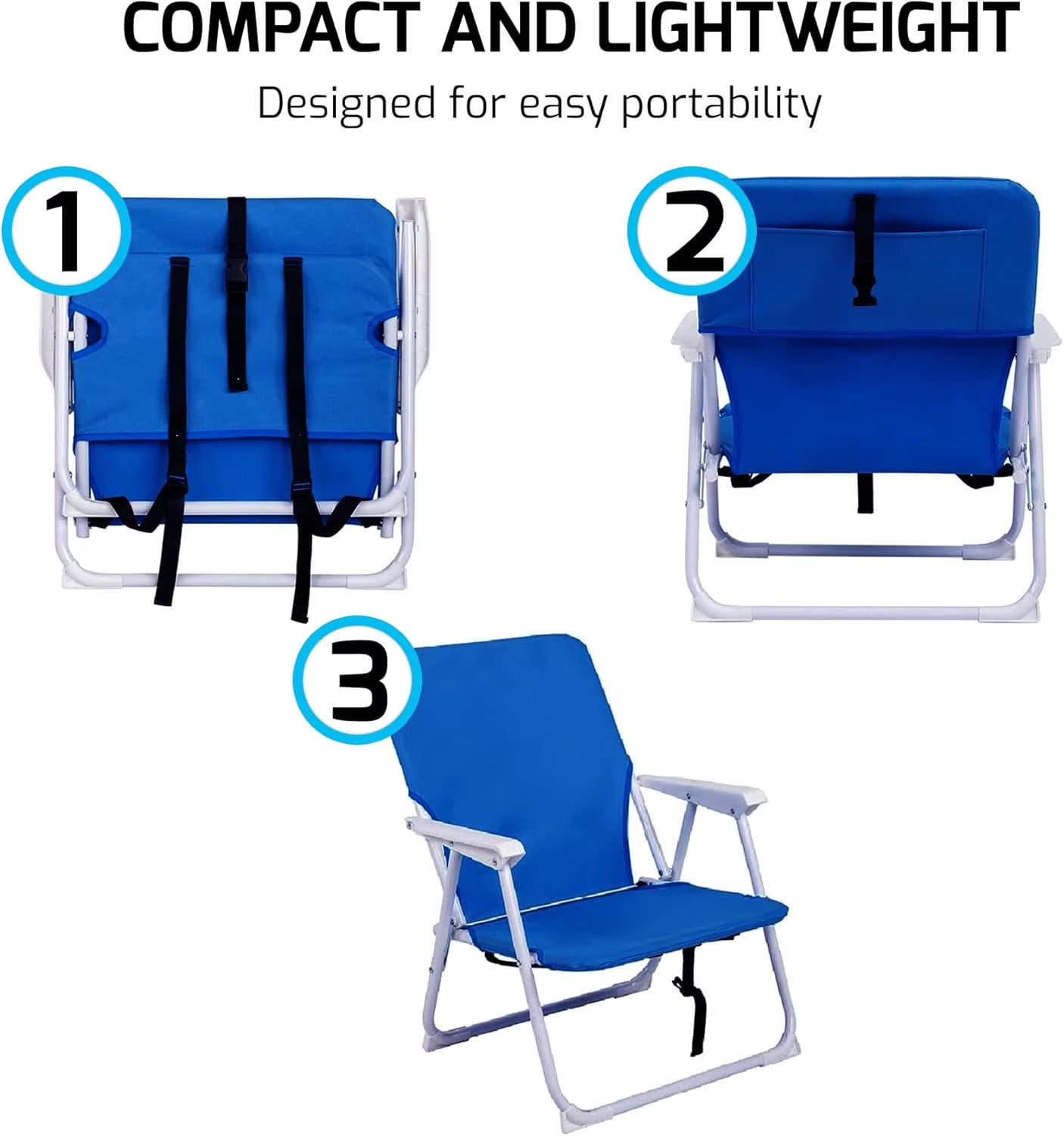 OVENTE Portable Camping Chair - Folding Backpack Chair with Ergonomic Seating