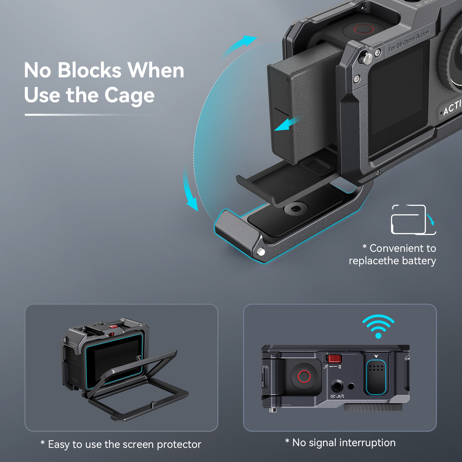 SmallRig Action 3 Action 4 Camera Cage for DJI, Protective Cage for DJI Mic