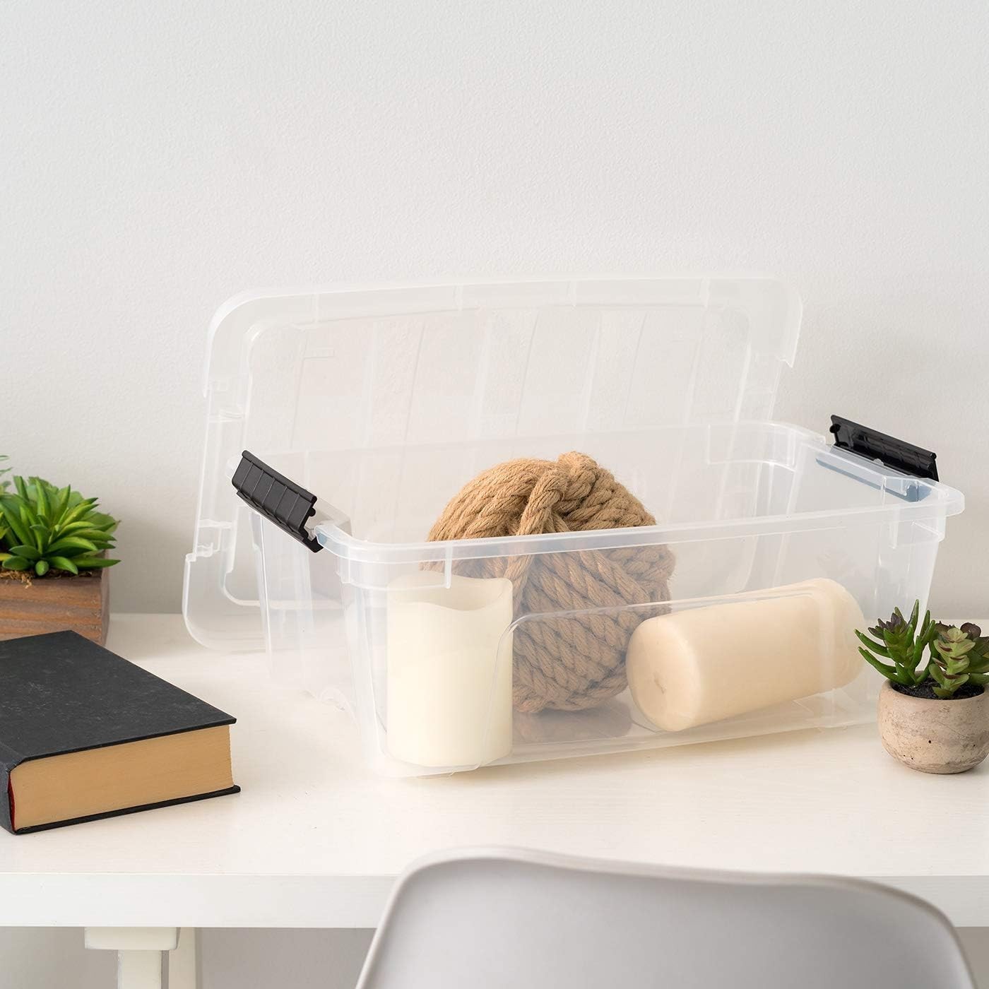 13-Quart Plastic Storage Containers (with Lids and Latches) 6-Piece Set - Clear
