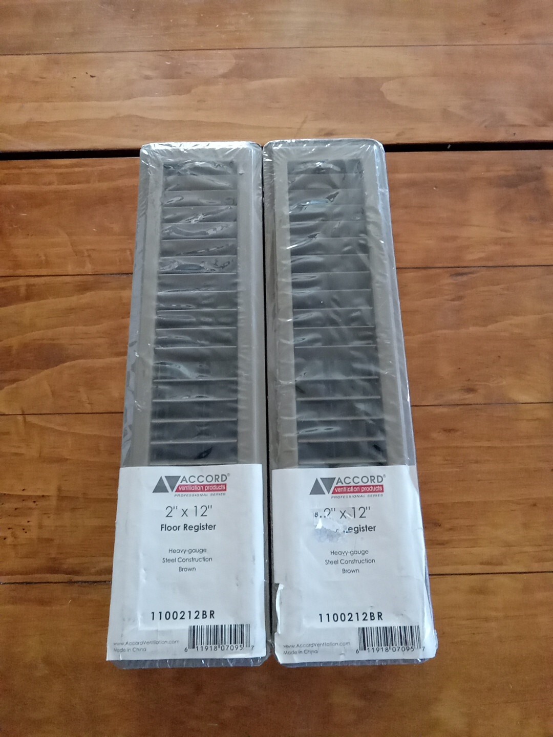 2 Accord 2"X 12" Floor Registers Steel Construct opposed blade damper Brown new