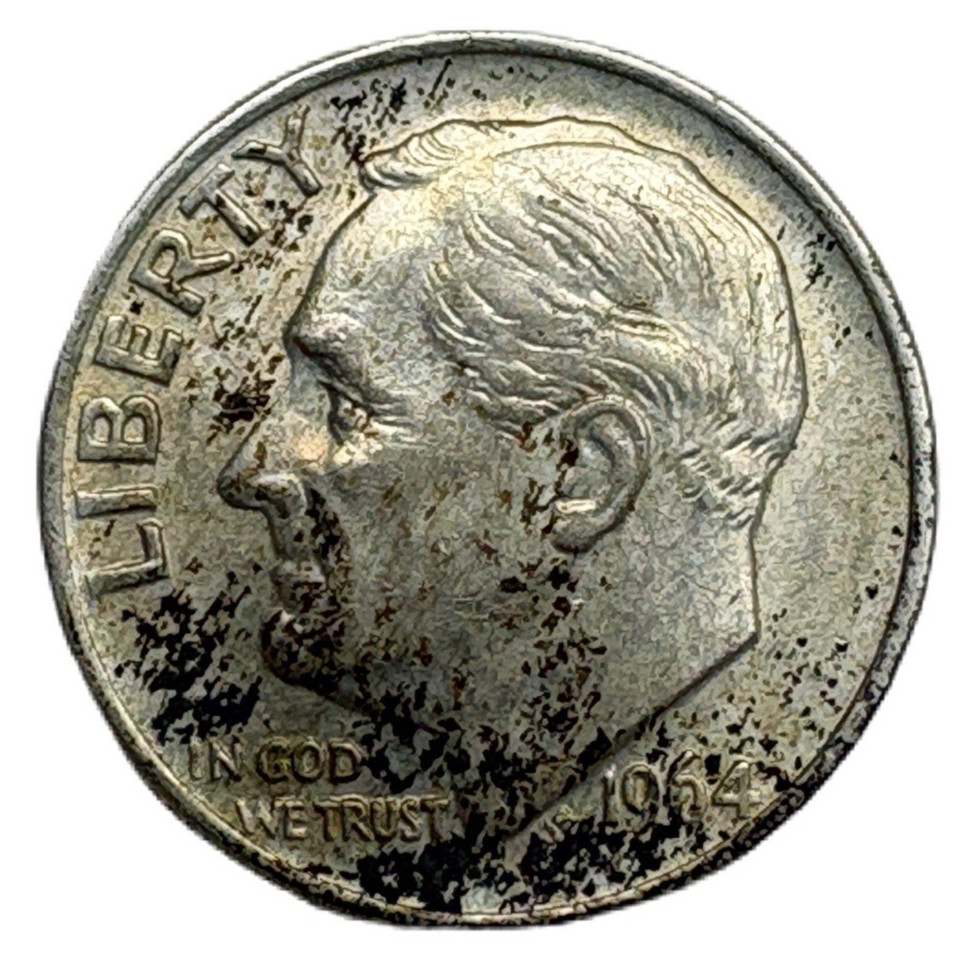 1964 Roosevelt Dime 90% Silver Philadelphia Mint Circulated US Coin