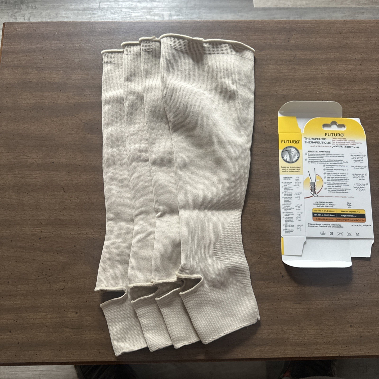 FUTURO Open Toe/ Heel Knee Length Firm stocking Large, set of 4