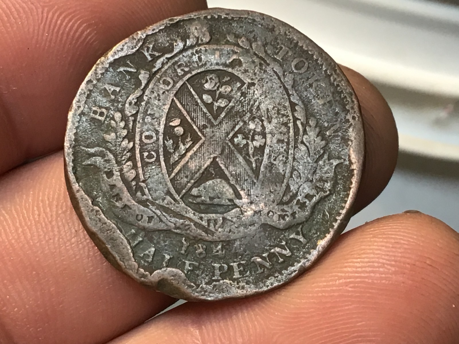 1842  Bank or Montreal Token Province of  Canada One Half Penny Token