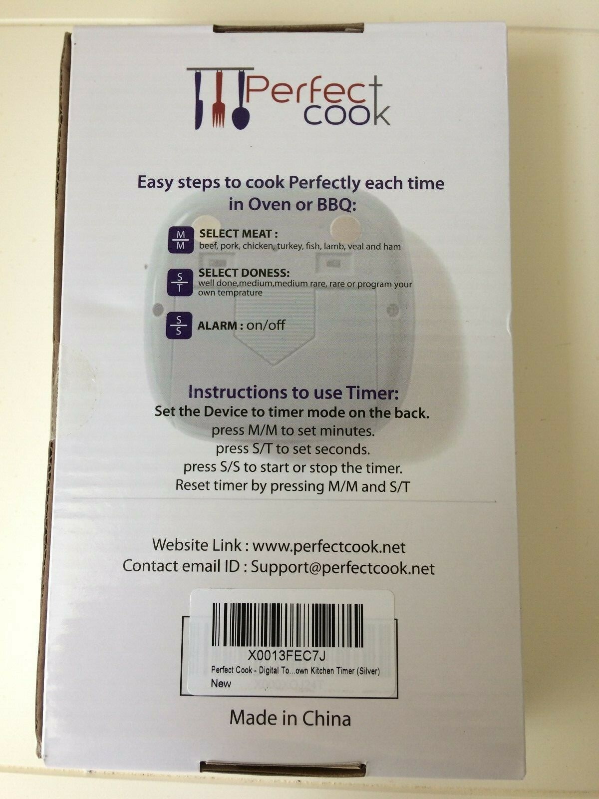 Smart Touch Screen Thermometer and Timer Perfect Cook Set Kitchen Grill BBQ