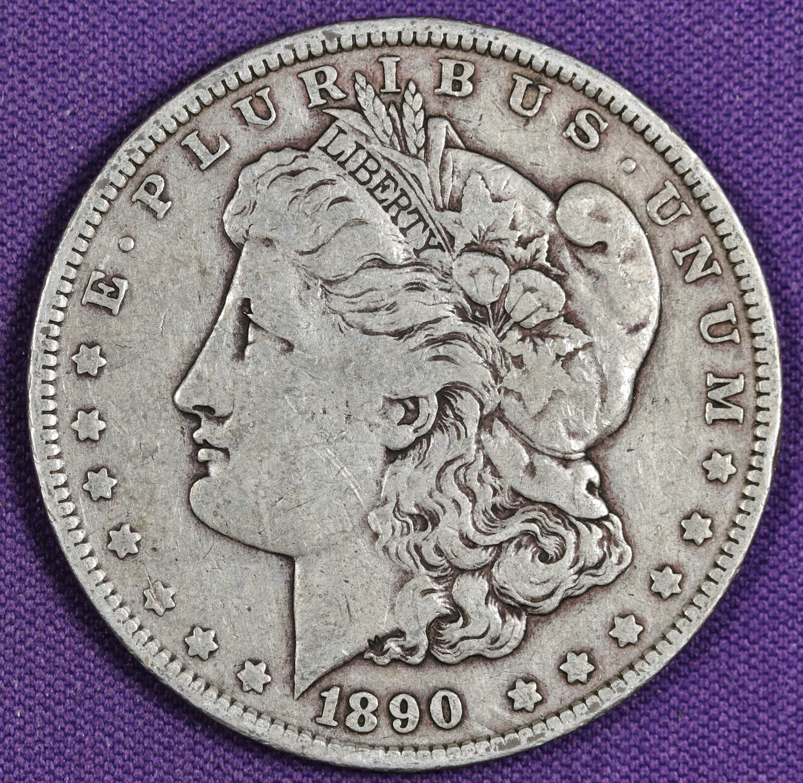 1890-o Morgan Silver Dollar.  VAM-10.  "Comet" Variety.  VF.  191662