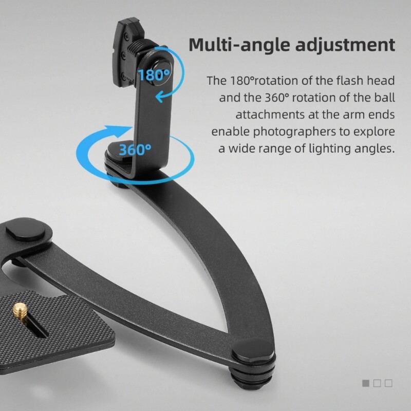 MFDB Adjustable Angle Double Head Flash Bracket for MF12-DK1 Flash Light Black