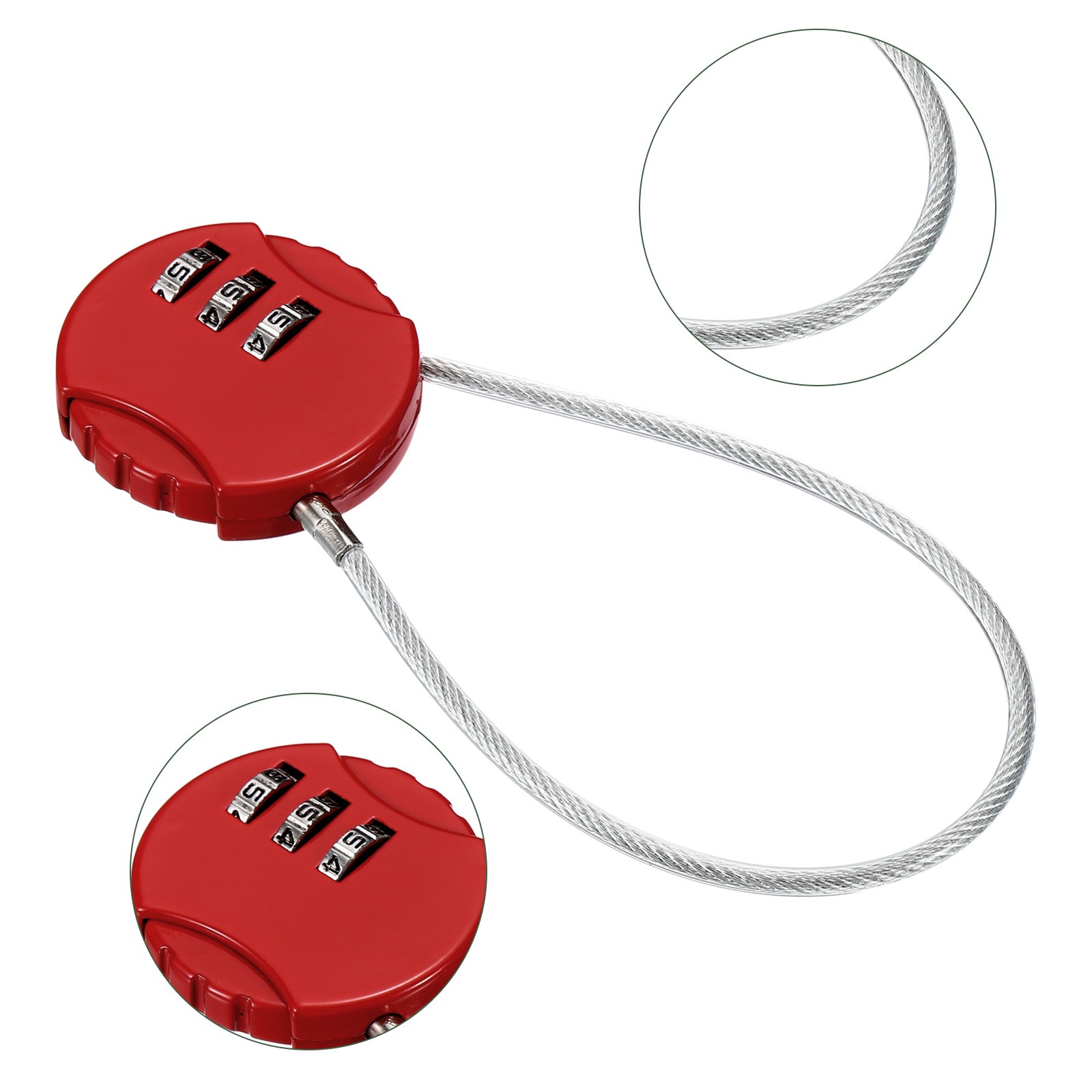 Small Combination Locks 3 Digit Baggage Padlocks Red 7.8-Inch