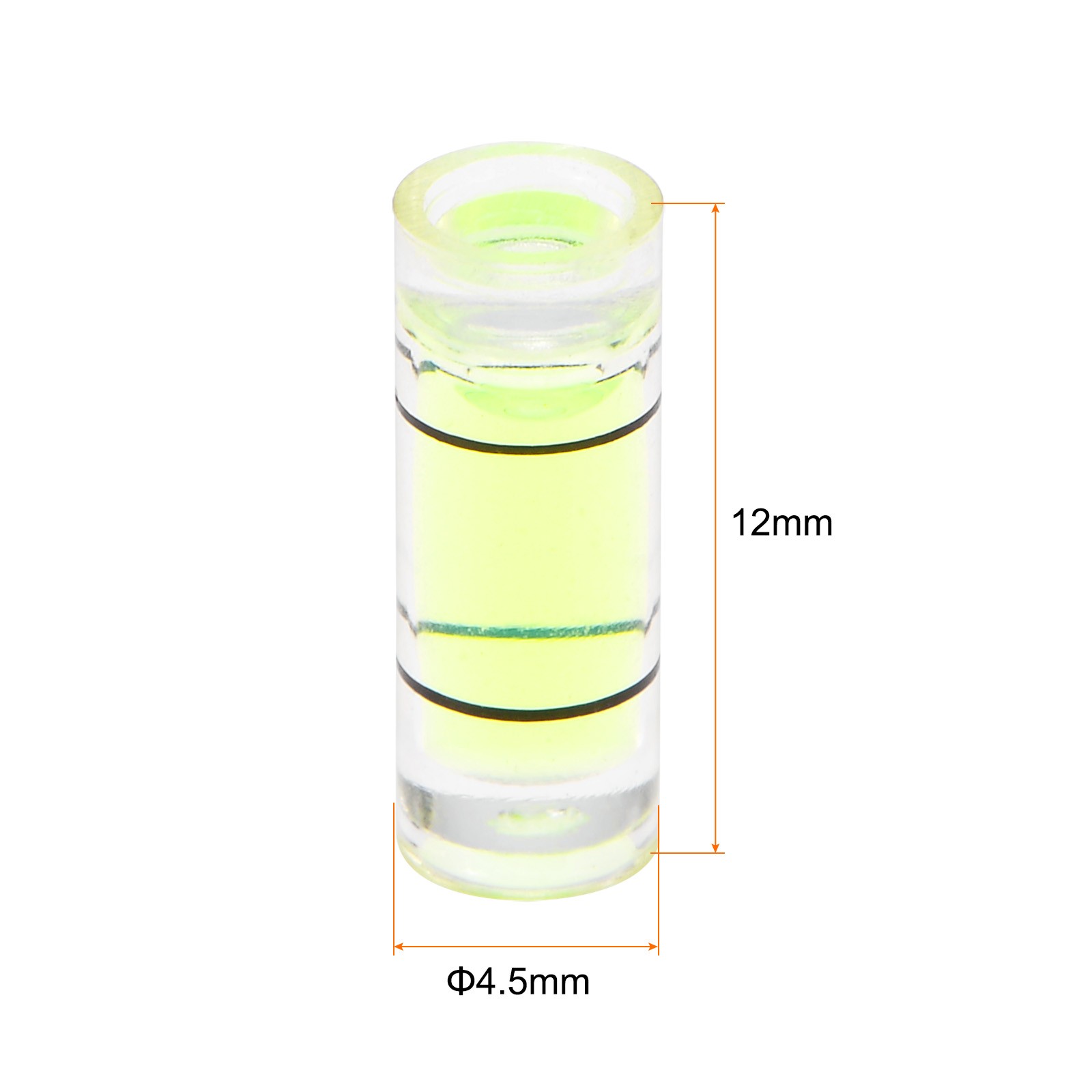 6pcs Small Cylindrical Bubble Level Vials 4.5x12mm Levels Measuring Tools