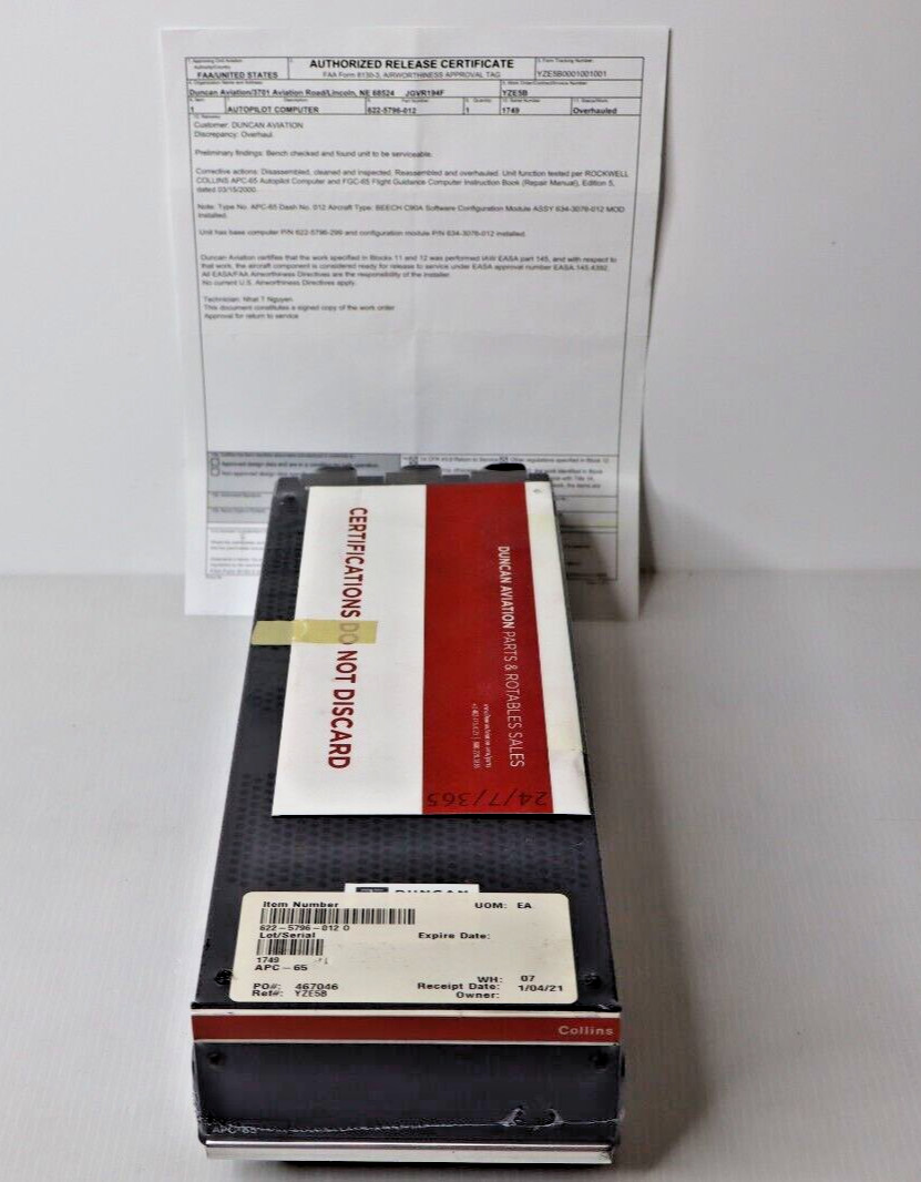 Collins APC-65 Autopilot Computer 622-5796-012 Overhauled with FAA 8130-3 Form