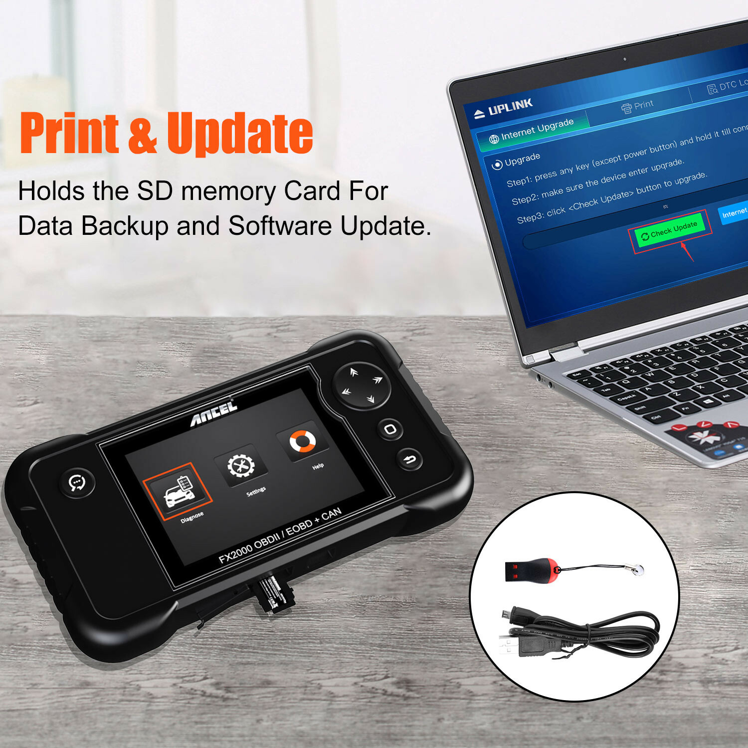 Check Engine Transmission ABS SRS Code Reader OBD2 Scanner Car Diagnostic FX2000
