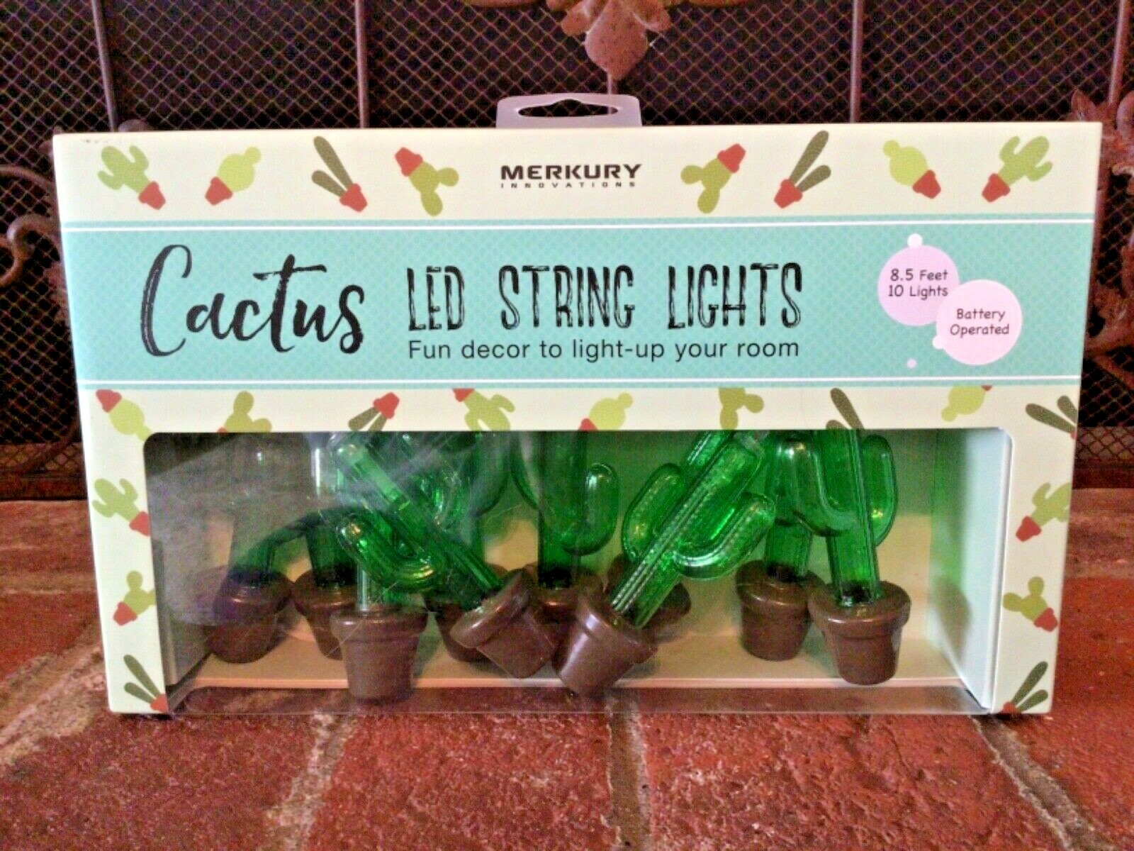 New Cactus Led String Light Set 8.5 Ft 10 Lights Merkury Innovations Sealed