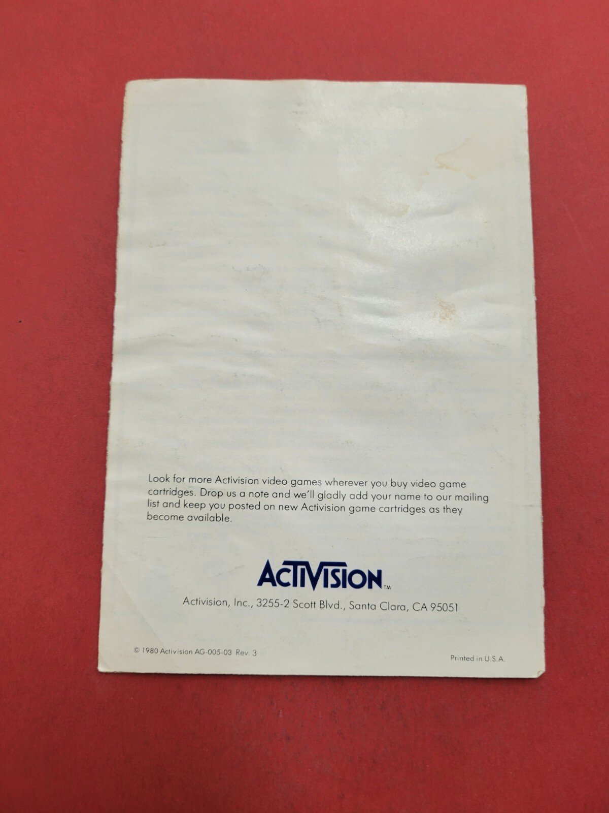 Skiing Instruction Booklet Manual Atari 2600 Authentic