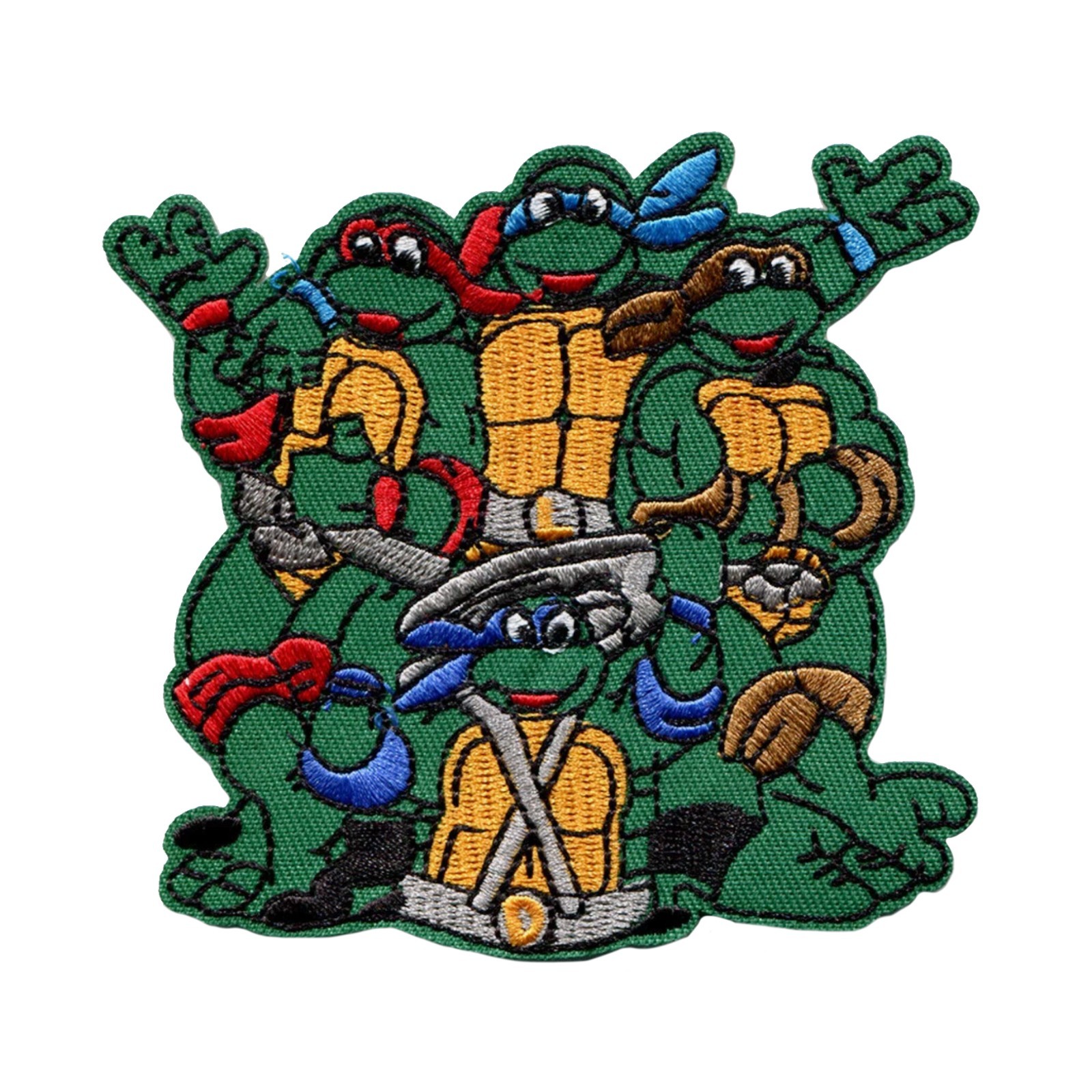 Retro Cartoon Turtle Squad Embroidered Iron On Patch – 90s Style Ninja Turtle