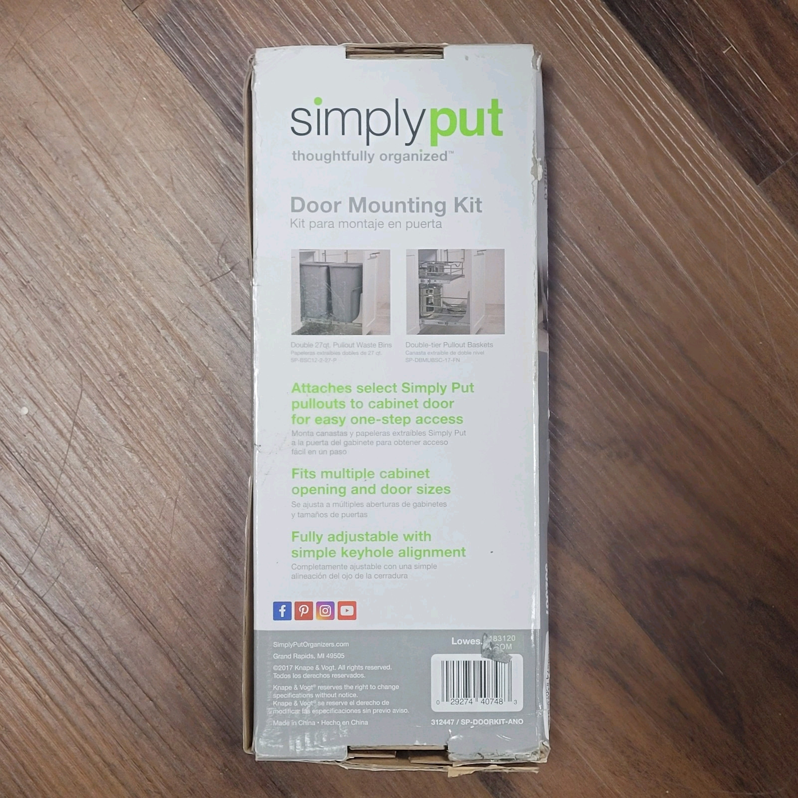 Simply Put Platinum Frosted Nickel Door Mount Kit for Pull Out Baskets and Wa...