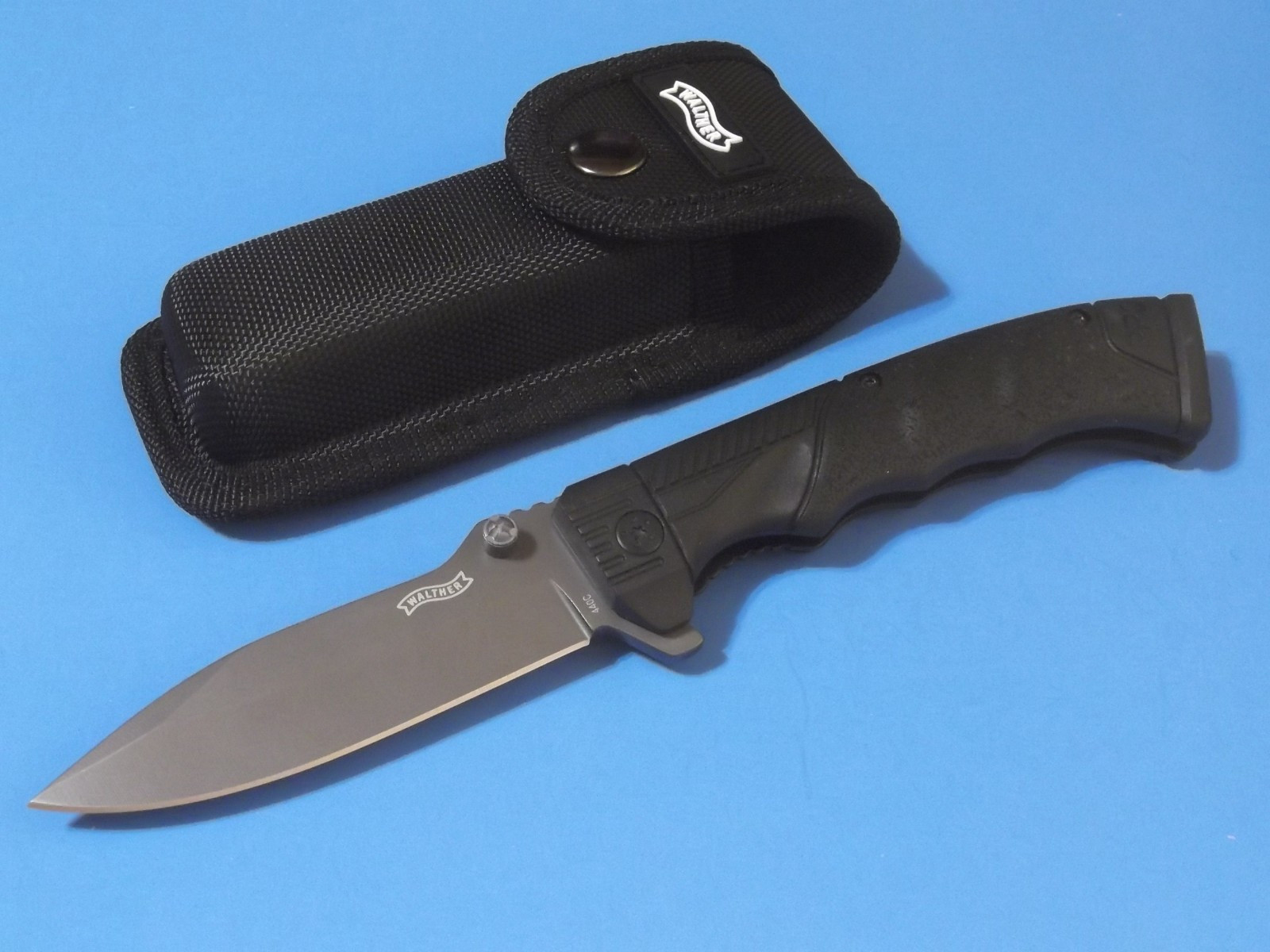 WALTHER 50746 PPQ Linerlock Knife Titanium Finish Blade 5" closed / sheath NEW!