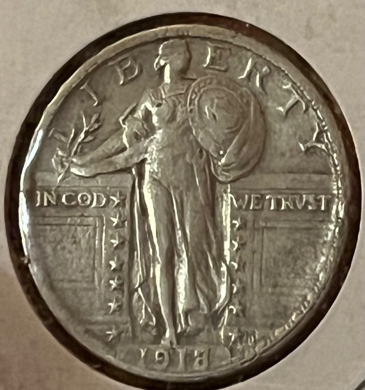 1918-s Standing Liberty Quarter ,  EF