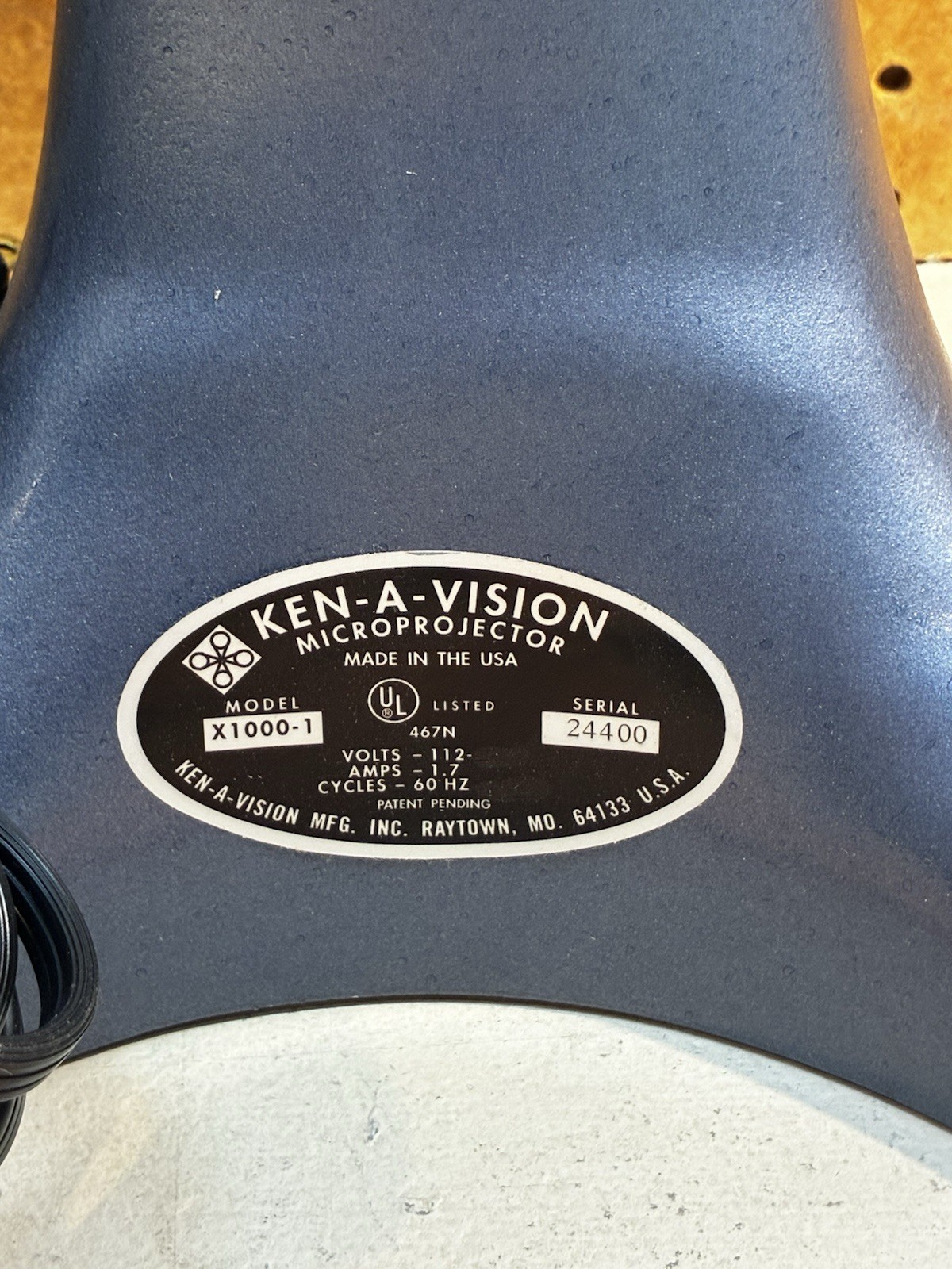 KEN-A-VISION Microprojector Model# X1000-1 Clean Unit Original Box