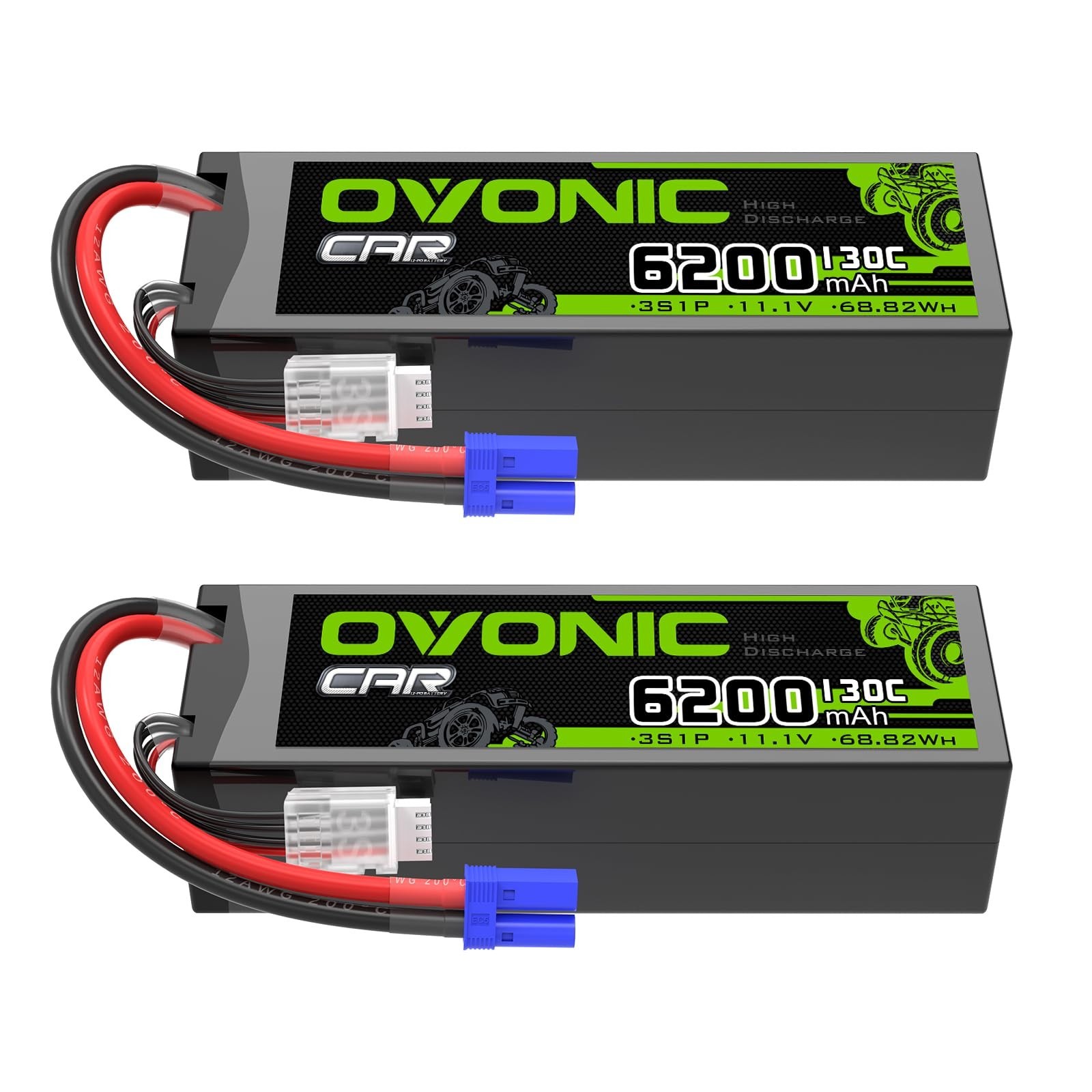 OVONIC 3S LiPo Battery 6200mAh 11.1V 130C RC Battery with EC5 Connector