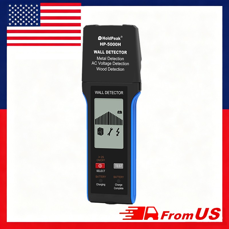 3-in-1 Wall Scanner Detector 4" Depth 250V AC 60Hz 400mAh LCD Metal/Wood/Wire