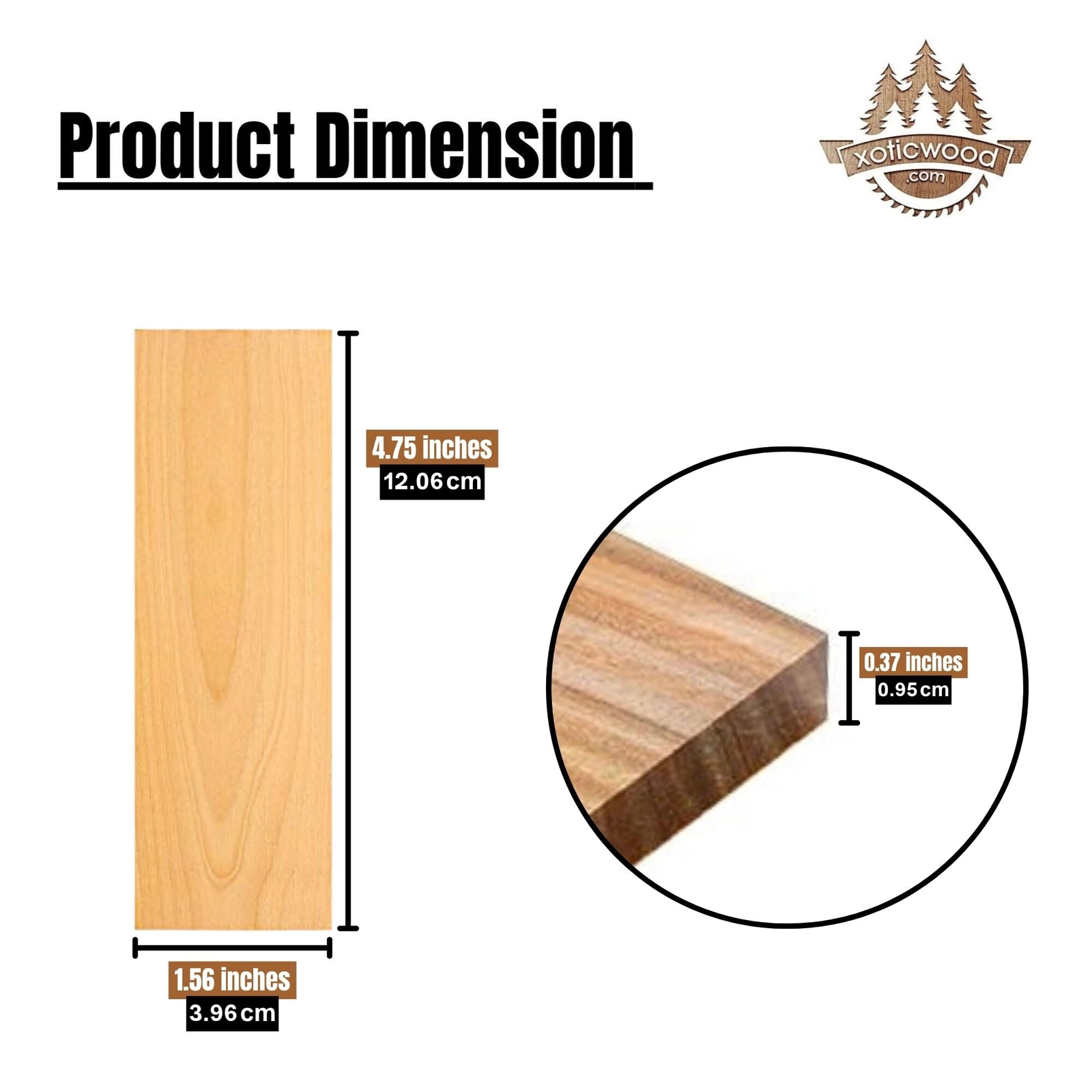 Bookmatched Boxwood Knife Handle Scales - DIY Craft Wood - 3/8x1 9/16 x 4 3/4 in