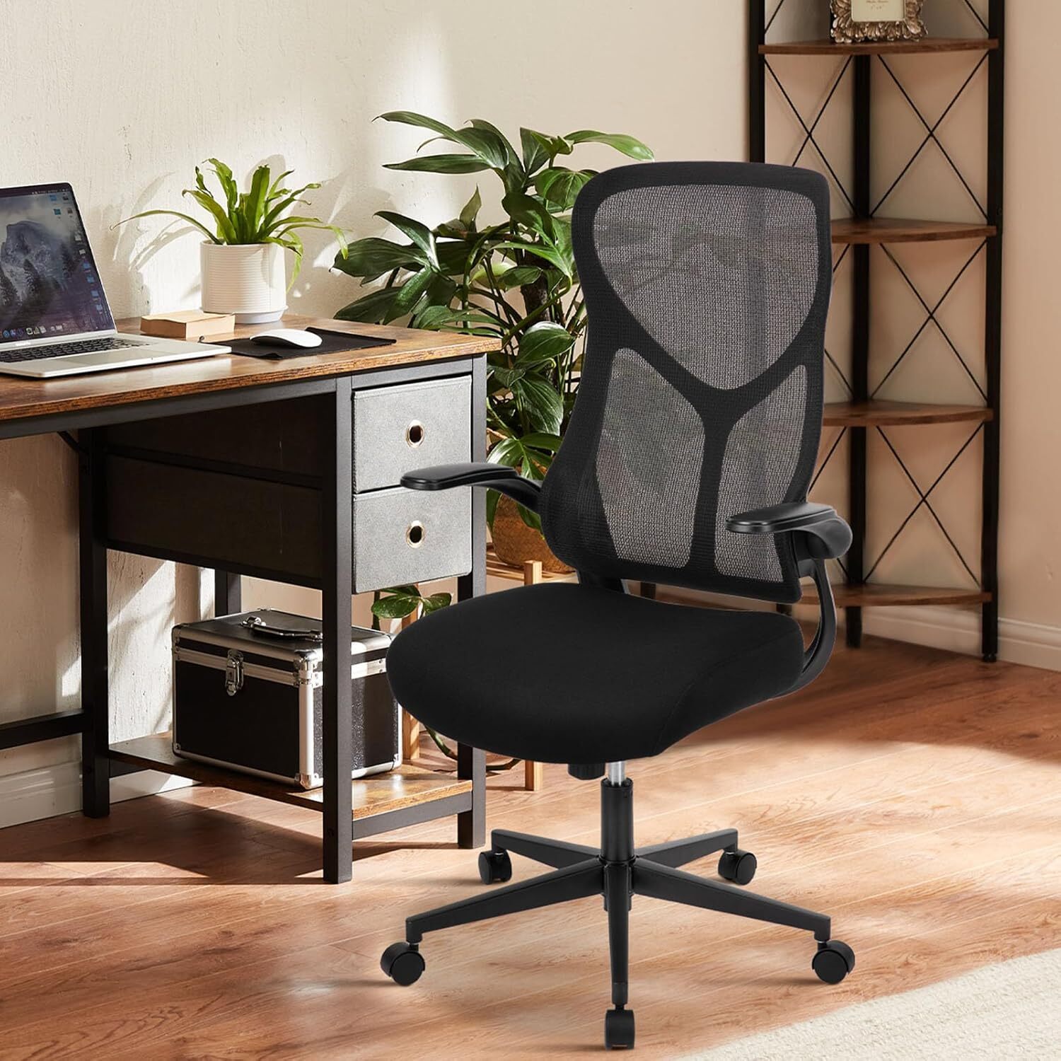 HOMEFLA Ergonomic Flip-up Arms Mesh Office Chair High Back Desk Chair with Wheel