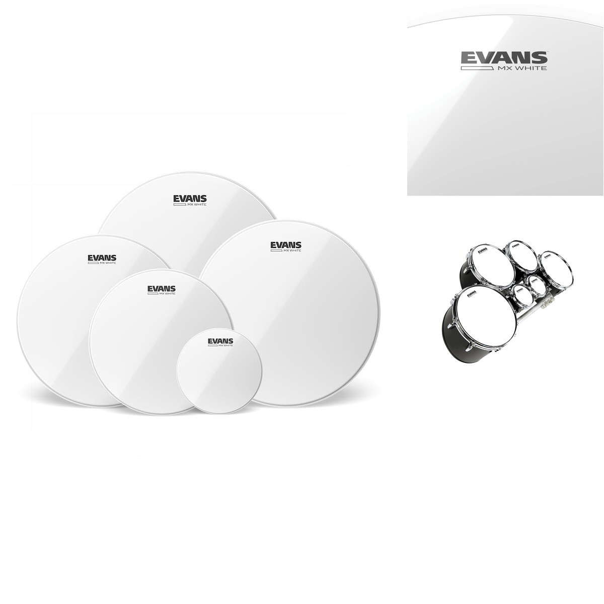 EVANS MX White Marching Tenor Pack 6 10 12 13 14 Inch