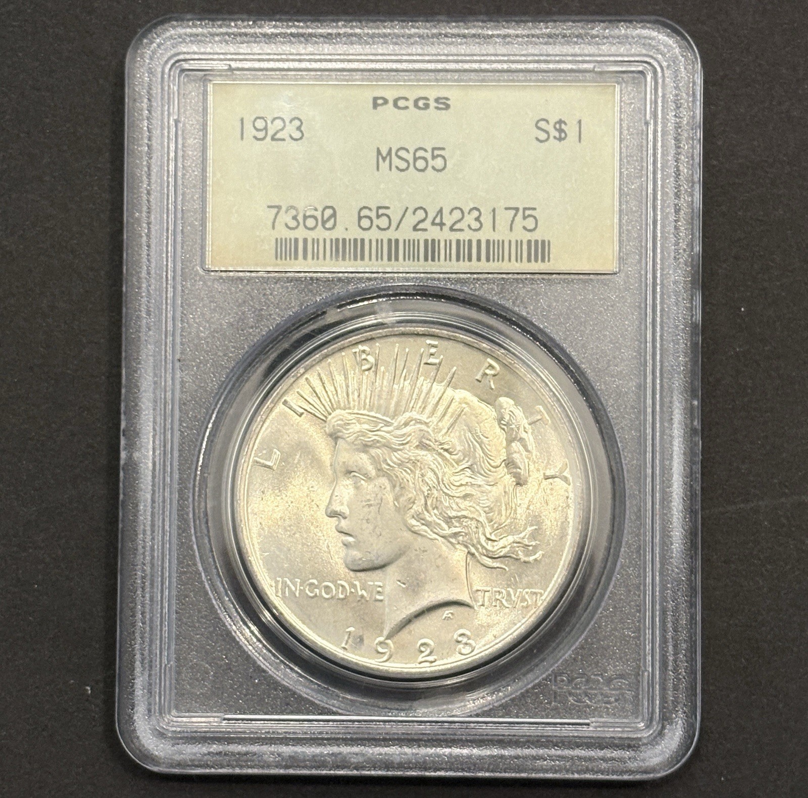 1923 Peace Silver Dollar — PCGS MS65 🔥 OGH Holder