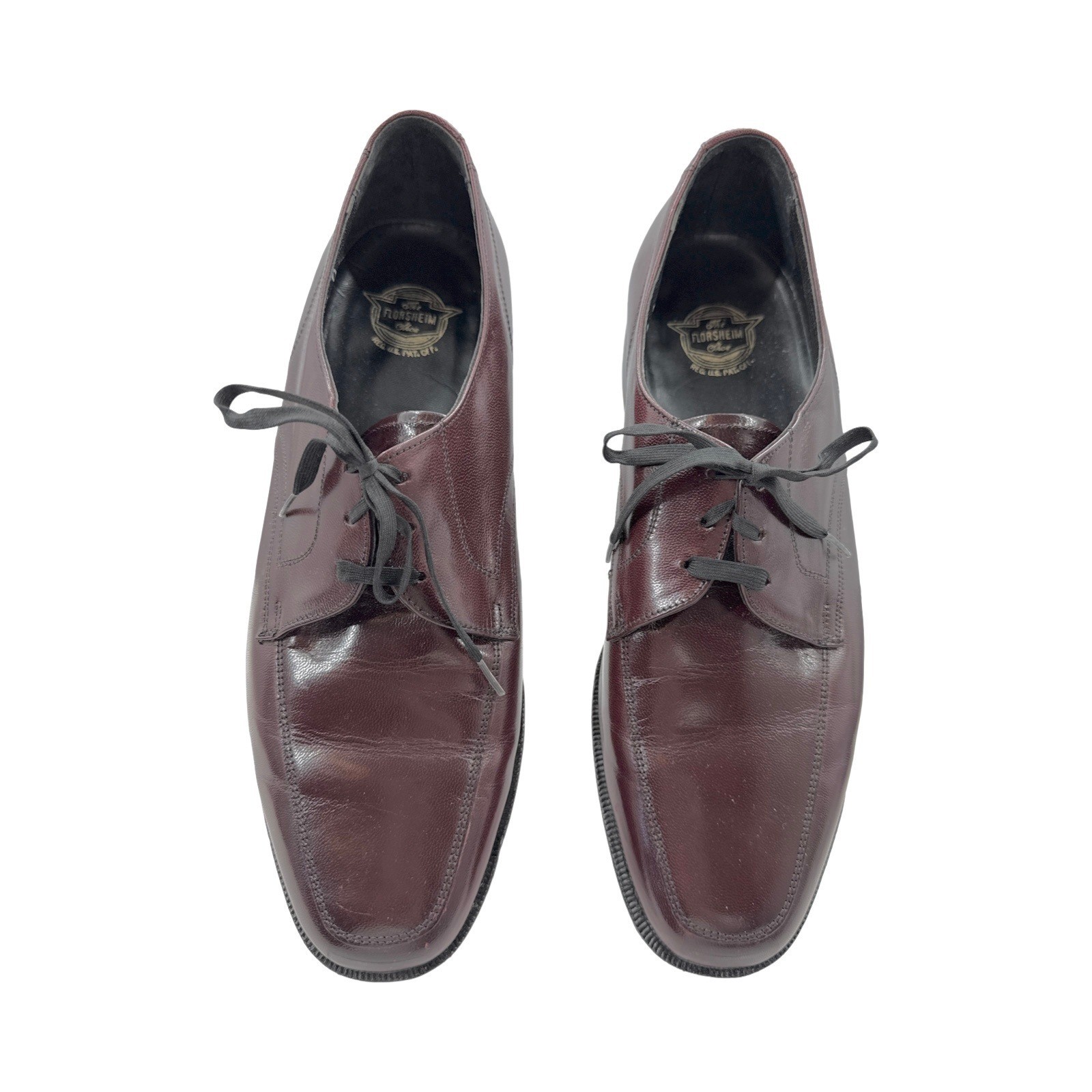 Florsheim Apron Toe Dress Shoes Burgundy Leather Size 8.5 D Vintage Classic