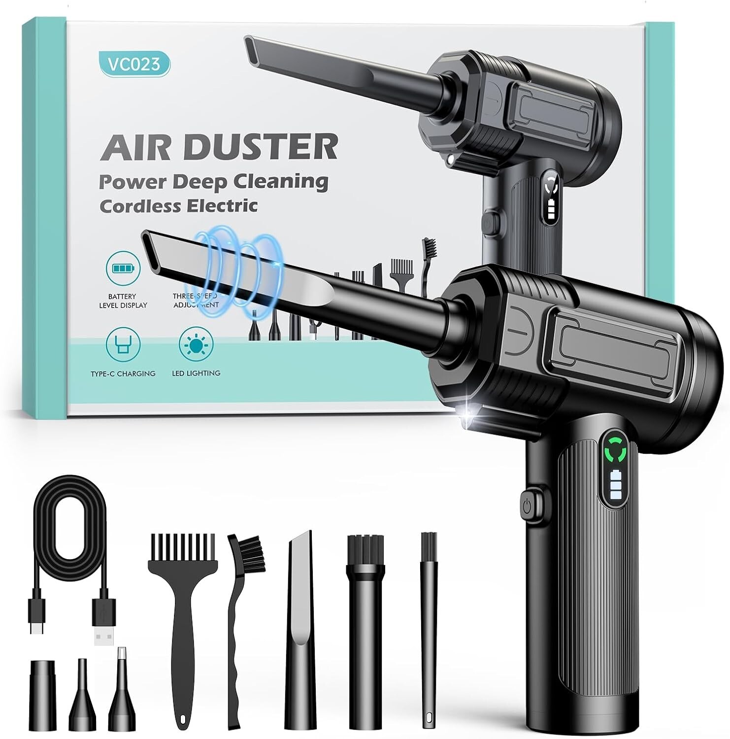 Sakerplus Portable Dust Cleaner,Compressed Air Duster with Adjustable Speed,2025