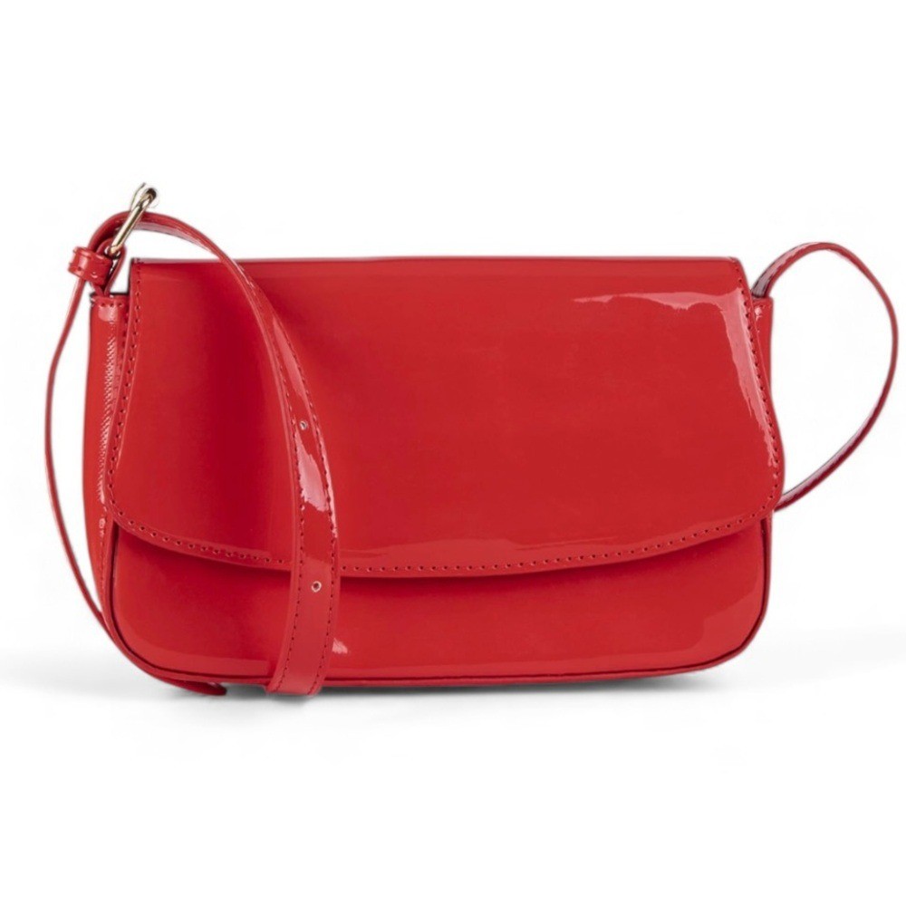 Olivia Miller Leila Faux Patent Leather Shoulder Bag Adjustable Strap Y2K Retro