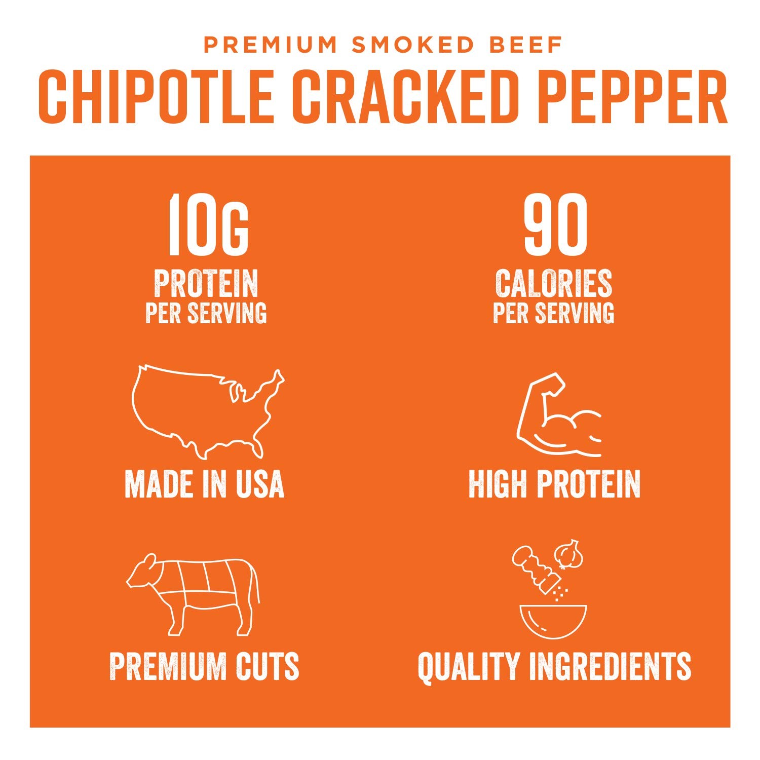 Jerky Chipotle Steak 2.5oz - High-Protein Snack with Cracked Pepper