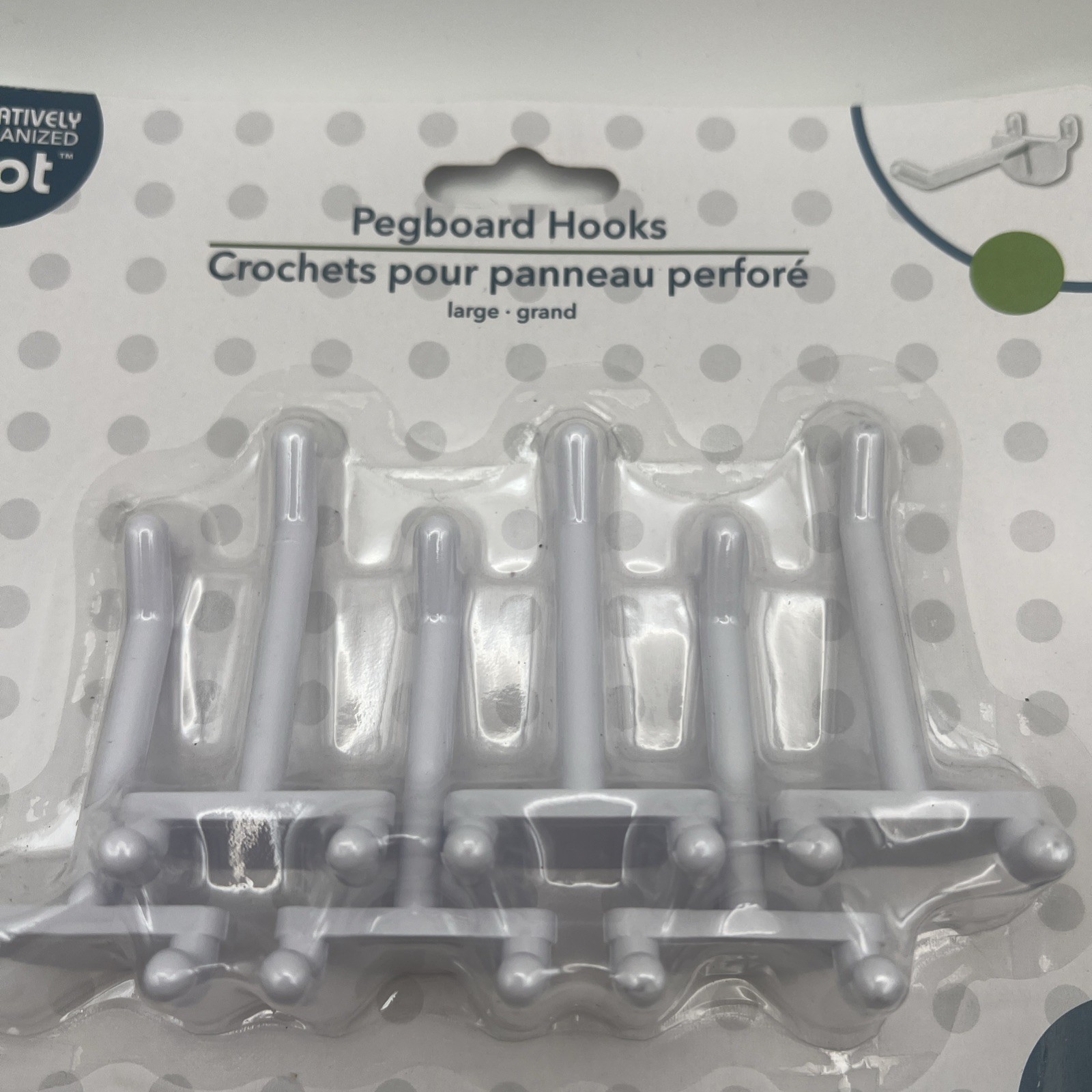 Jot Large Plastic Pegboard Hooks 6pc.