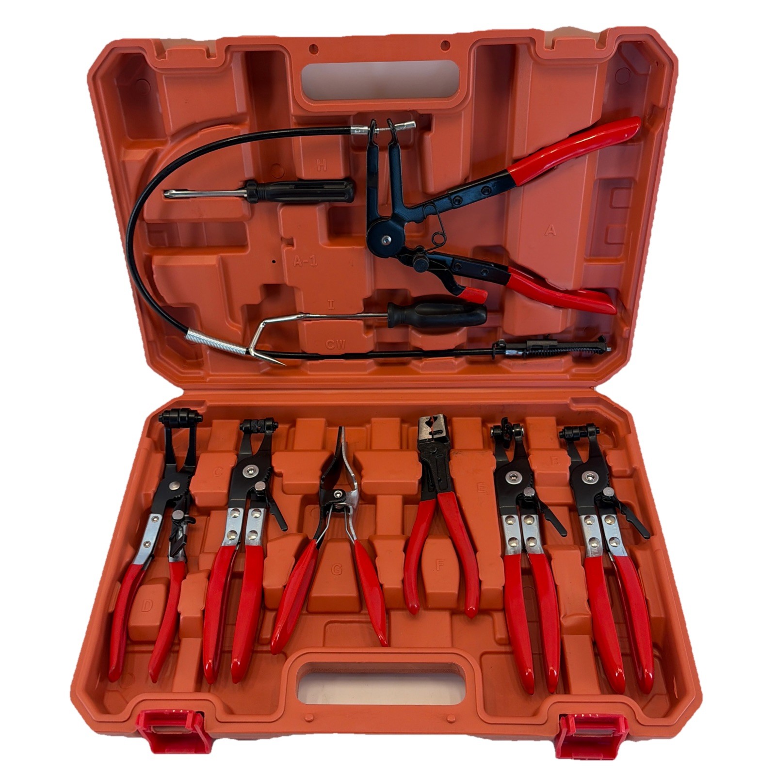 9-Piece Hose Clamp Pliers Kit Clip Remove Set Swivel Jaw Flat Angled Automotive