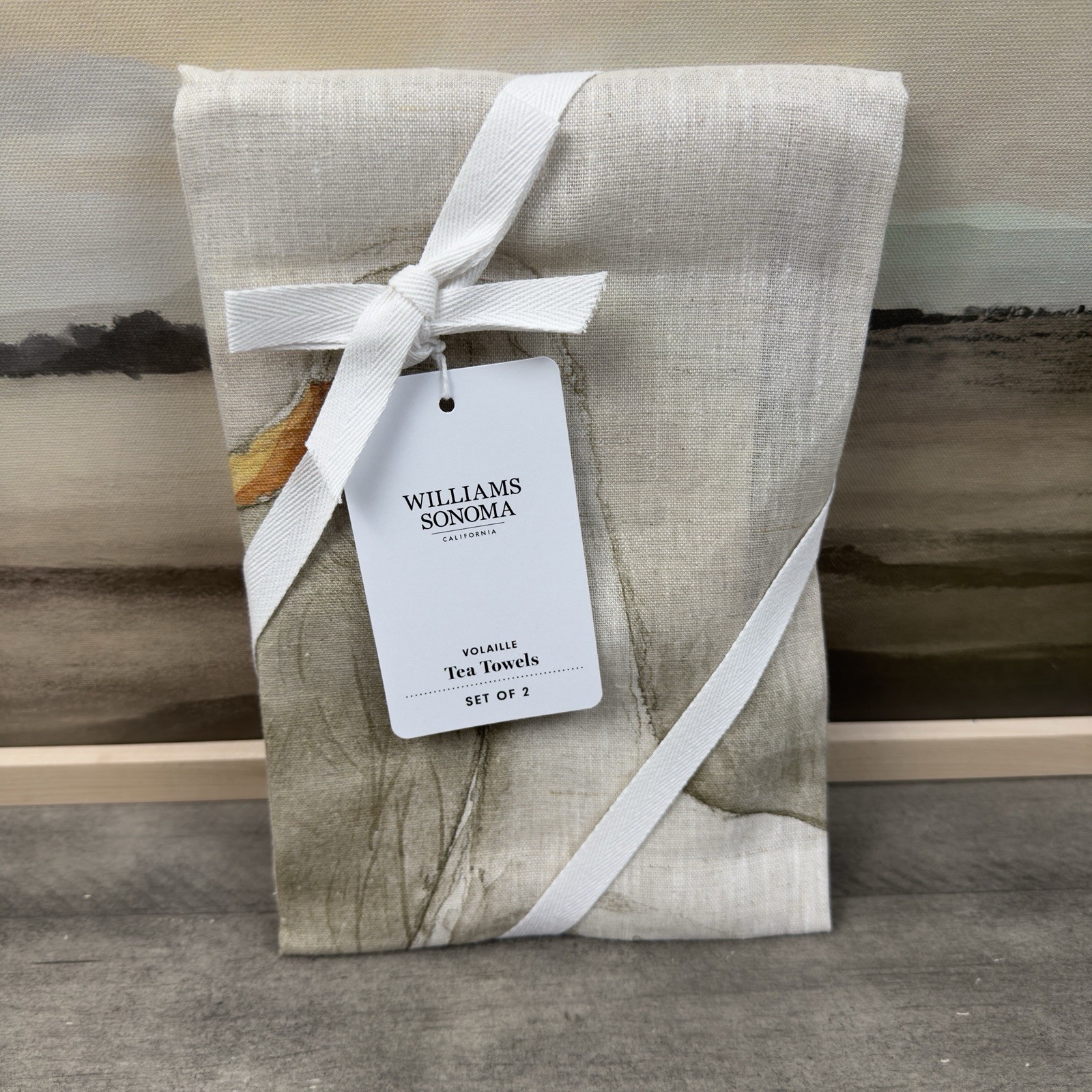 Williams Sonoma Volaille Tea Kitchen Towels Multicolor Linen Farm Animals NWT