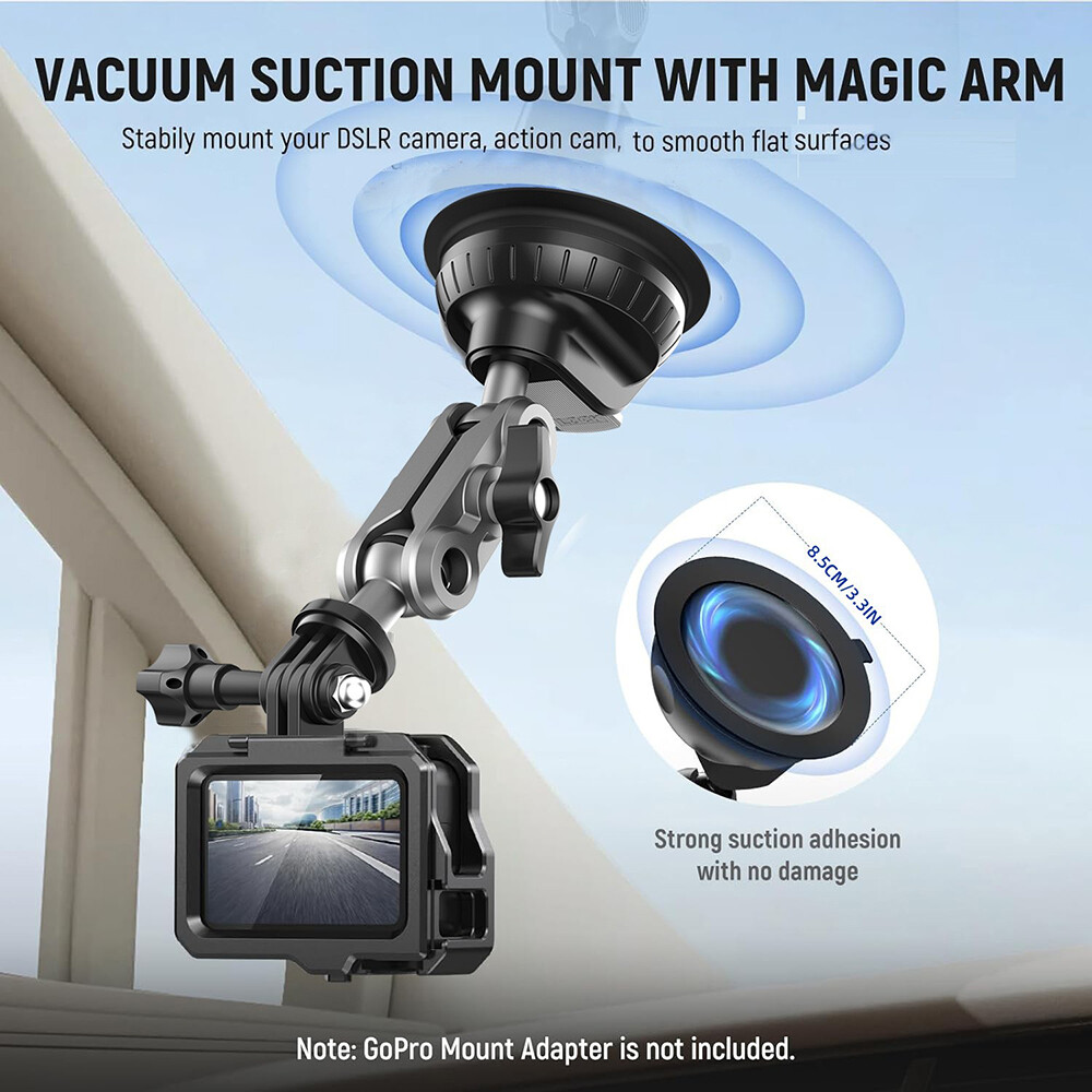 Camera Suction Cup Mount Car Windshield Dash 1/4" Mounting for Action Camera