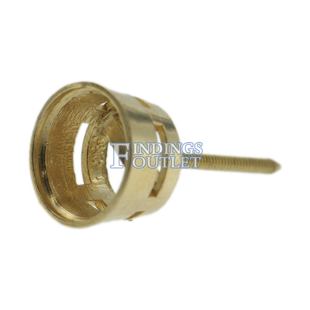 14k Yellow Gold Round Bezel Stud Earring Mounting Setting Screw Back Post