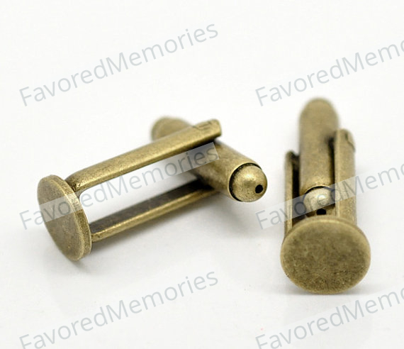 Lot of 10 Antique Bronze Cuff Links (5 pairs) - 8mm Glue Pad