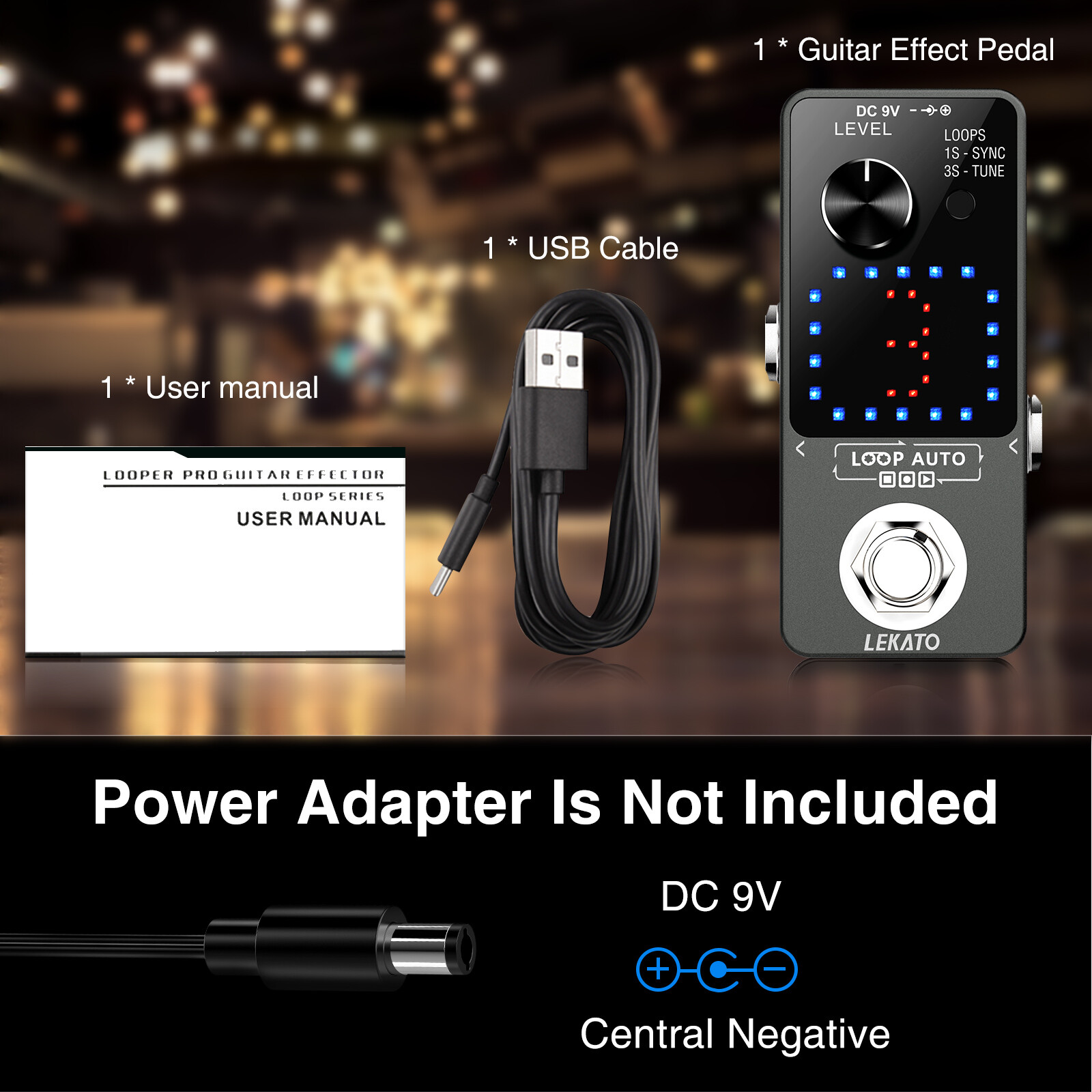 Looper Auto Loop Guitar Effect Pedal Tuner Record 3 Slots 18 Mins True Bypass