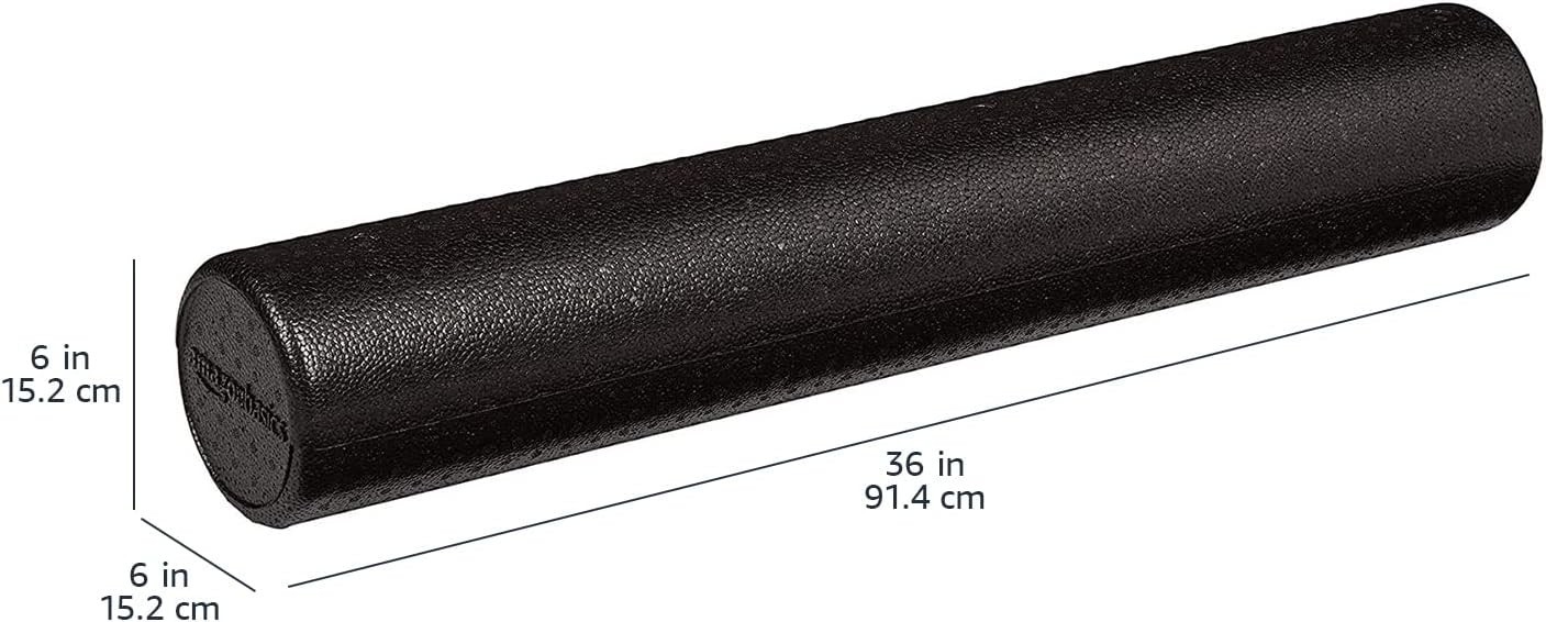 Amazon Basics High Density Foam Roller for Exercise and Recovery, 36 In, Black.