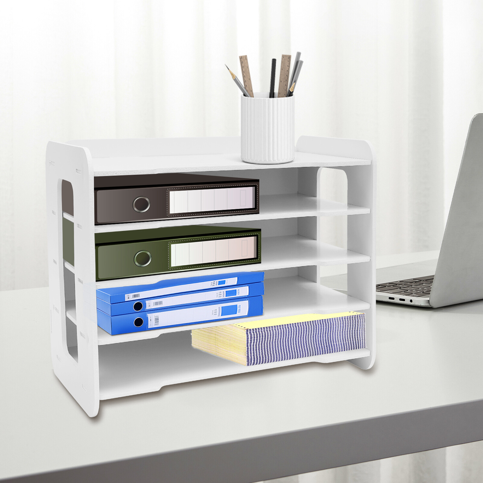 Stackable File Organizer Tray Desk Desktop Paper Document Tray Holder 5 Tiers
